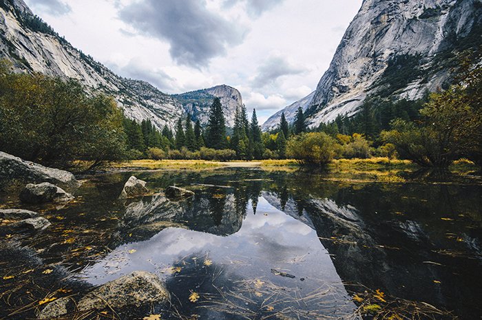 Stunning reflections in Mirror Lake, best locations for yosemite photos